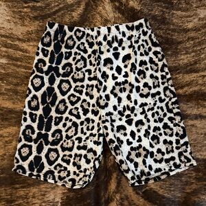 Tres Bien Black and Cream Leopard Print Bike Shorts